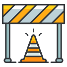 Un cône de signalisation jaune et gris sur fond blanc