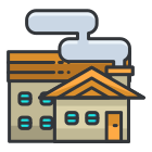 Ein Bild eines Gebäudes, aus dem Rauch aufsteigt