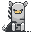 Uma vaca de desenho animado com um pente na boca