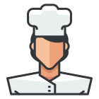 A man with a chef hat on his head