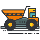 A cartoon of a dump truck