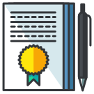 A pen and a paper with a seal on it