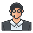 A man wearing glasses and a headset