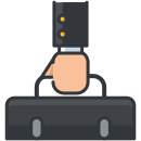 Una mano che tiene un dispositivo con un pulsante