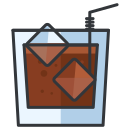 A picture of a drink with a straw in it