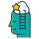 A person's head with a star in the middle of it