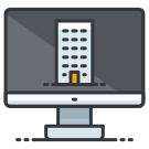 A computer monitor with a flat screen on it