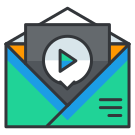 Ein E-Mail-Umschlag mit einem Play-Button