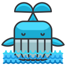 A picture of a blue and white boat in the water