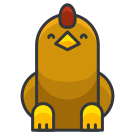 Une poule de dessin animé assise les yeux fermés