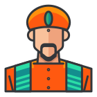 A man with a beard wearing an orange hat