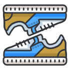 A pair of shoes with a pair of shoes underneath them