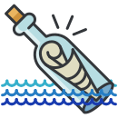 A message in a bottle floating in the water