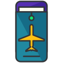 A phone with a plane on the screen