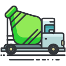 Un camion vert et blanc roulant sur une route