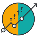 A circle with arrows pointing to different points