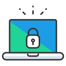 A laptop with a lock on the screen