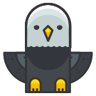 A bird with yellow feet and a black beak