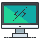 A computer monitor with a green screen on it