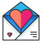 An envelope with a heart inside of it