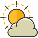 Una nube con un sol en medio
