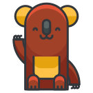 A brown bear sitting down with its eyes closed