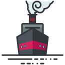 A boat with smoke coming out of it