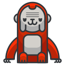 白い背景の赤と灰色のロボット