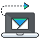 A laptop with an envelope coming out of it