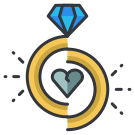 A diamond ring with a heart inside of it