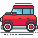 A red car with a white background