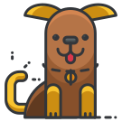 A cartoon dog with its tongue out