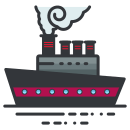 A picture of a boat with smoke coming out of it