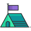 A building with a flag on top of it