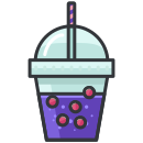 A purple drink with a straw in it