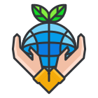 Two hands holding a blue and green globe