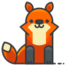 A red fox sitting down with its eyes closed