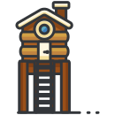 A picture of a house with a door and a window