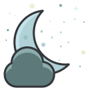 Eine Wolke mit einem Halbmond darauf