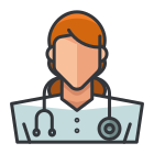 Una doctora con un estetoscopio en el pecho