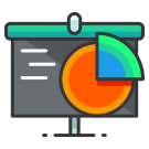 A flat screen with a pie chart on it