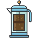 A glass coffee maker with a brown substance in it