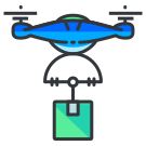A drawing of a blue and green helicopter
