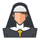 A nun with a cross on her chest