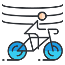 A person riding a bike on a white background