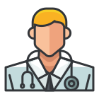 A man in a doctor's uniform with a stethoscope