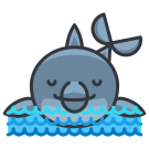 A cartoon dolphin swimming in the water