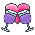 Two glasses of wine with a heart on top