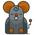 Un ratón gris y naranja con una oreja naranja