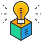 A light bulb sitting on top of a box